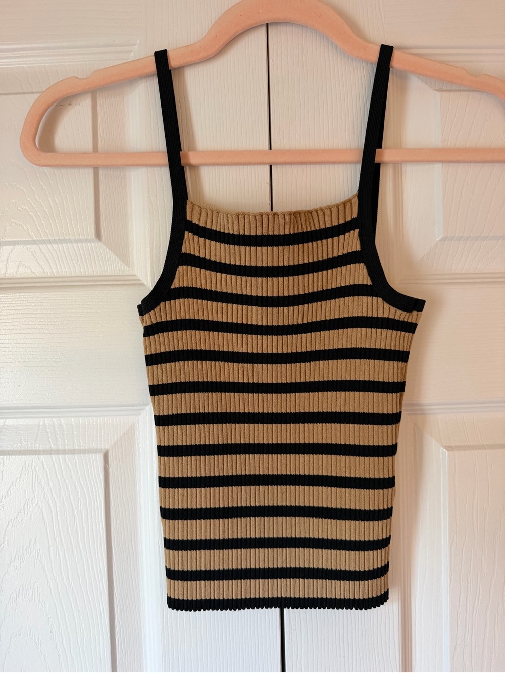 GAP Striped Ribbed Tank - Black & Tan